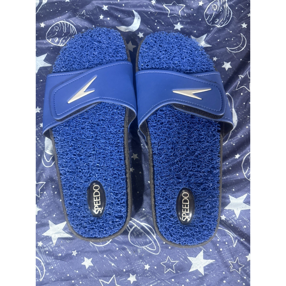 Speedo blue spaghetti PVC Massage pool slides sandals Mens sz 12